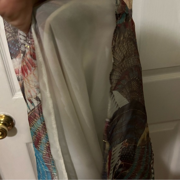 Issa London Metallic Chiffon Silk Maxi Dress Boho Luxe Deep V neck vintage - Picture 5 of 12